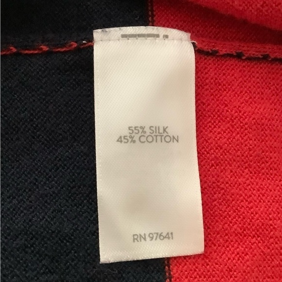 J Jill silk/cotton sweater. Red and Navy stripes.  Size large. Silk/cotton. - Picture 9 of 9